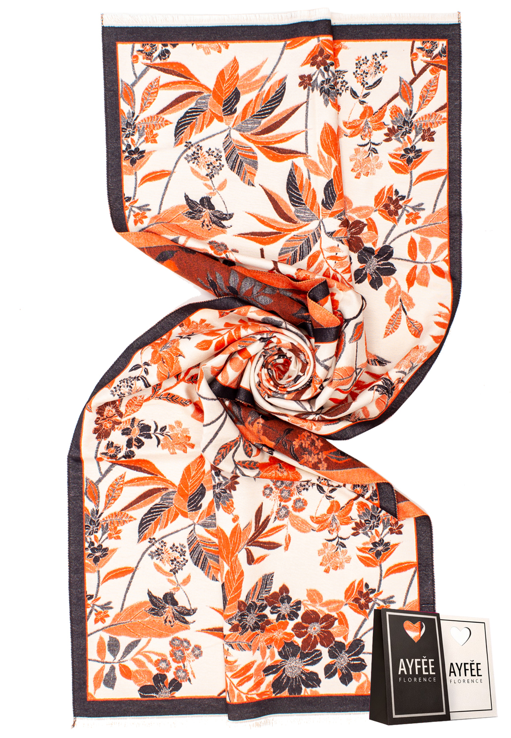 STOLA JACQUARD FOREST ENVIRONMENT, CM 70*180, 100% VI, MADE IN PRC         - ORANGE
